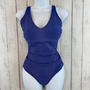 Sea Level Australia Blue Ruched V-Neck One Piece Swimsuit Size 6 Underwire